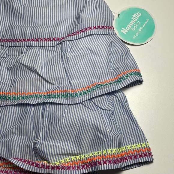 NWT Nannette 2pc blue/white pin stripes dress with bloomer size 18M - Picture 3 of 4